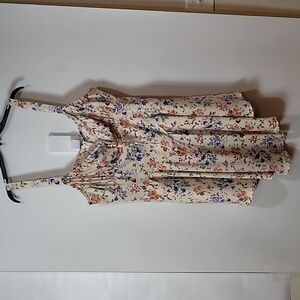 Shein Curve ~ Ivory Floral Sleeveless Dress